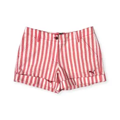 PUMA GOLF プーマゴルフ シアサッカー ストライプ ショートパンツ キュロット L /ピンク×ホワイト/レディース