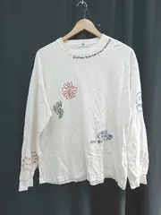 ◇ Θ MONO-MART モノマート 刺繍デザイン 長袖 Tシャツ カットソー サイズF ホワイト レディース E  【1506180011229】