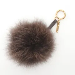 フェンディ FENDI チャーム ポンポンチャーム ダークブラウン レザー ファーチャーム レディース Used Aのサムネイル