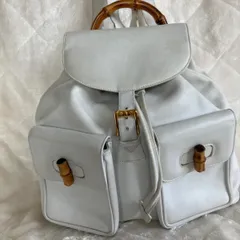 美品【GUCCI】オールドグッチ　バンブー　レザーリュック　オフホワイト　ゴールド金具　正規品