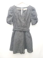 ◇ ◎ snidel スナイデル レース大人かわいい 半袖 オールインワン サロペット サイズF ブラック レディース P  【1402160006363】