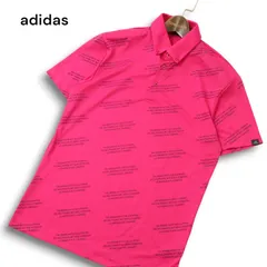 adidas アディダス ADICROSS 春夏★ 総柄プリント 半袖 ポロシャツ Sz.M メンズ ゴルフ ピンク