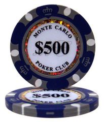 【ノーブランド品】モンテカルロ 13.5g ポーカーチップ 25枚セット パープル $500