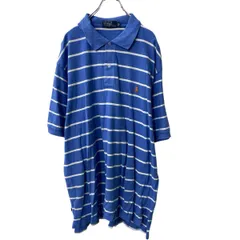 Polo Ralph Lauren 半袖 ボーダー ポロシャツ 2XB サックスブルー ポロラルフローレン ビッグサイズ 鹿子 古着卸 アメリカ仕入 a707-5306