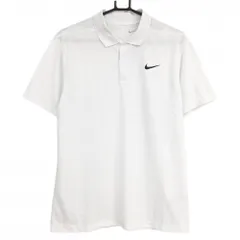 【超美品】ナイキ 半袖ポロシャツ 白 シンプル ロゴ黒 DRI-FIT メンズ XL ゴルフウェア NIKE