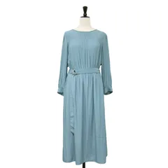 【美品】COUP DE CHANCE クード シャンス ワンピース グリーン サイズ:38(M) / ギャザー デザイン ワンピース / 長袖 パフスリーブ リボンベルト フレア / ウォッシャブル / トップス ドレス【レディース】【中古】