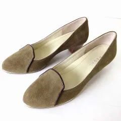 リーガル REGAL プレミアムライン パンプス 本革 スエード レザー 23.5cm キャメルブラウン 茶色 くつ 靴 シューズ 美品