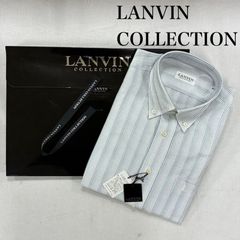 LANVIN collection ランバン コレクション シャツ、ブラウス 長袖 ロングスリーブ ドレスシャツ ワイシャツ ストライプ 胸ポケット 刺繍ロゴ