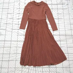 ◇ ⊂ UNIQLO ユニクロ シンプル系 長袖 ロング丈 コンビネーションワンピース サイズS ブラウン系 レディース E  【1508250000799】