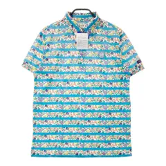 サイズ：5 JACK BUNNY ジャックバニー LIBERTY 半袖ポロシャツ ボタンダウン 花 ボーダー柄 ブルー系 [240101530671] ゴルフウェア メンズ ストスト