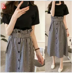 人気★セットアップハイウエストトレンチスカート・Tシャツ