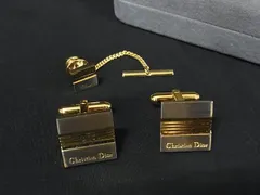 ■美品■ ChristianDior ディオール ヴィンテージ タイチェーン カフスボタン カフリンクス 2点セット シルバー系×ゴールド系 DK6604