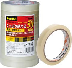L024	透明テープ 10巻パック　3M　スコッチ　透明テープ　10巻パック　15mm×50m　大巻　500-3-15-10P　普通サイズ　オフィス　家庭　学校　パーティーの飾り付け　工作　図工　子ども　大人　文房具　女性	4547452635726