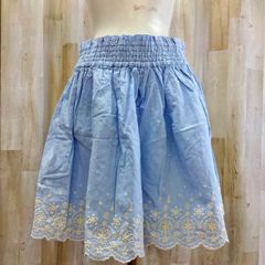earth music＆ecology アースミュージックアンドエコロジー レース刺繍ショートスカート F 涼やかブルー