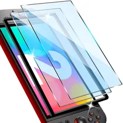 ｋａｗａｙｌＪＰ【ブルーライトカット・2セット】対応 Switch 2 ガラスフィルム ブルーライト switch 2 保護フィルム強化ガラス 9H硬度 指紋防止 飛散防止 高透過率 目の疲れ軽減 液晶保護フィルム 日本製旭硝子素材 自動吸着 ガイド枠付き