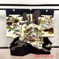 ＜現品限り＞used　産着　正絹　男の子　5つ紋　お宮参り　初着　着物　長襦袢付