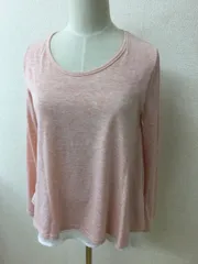 セシルマクビー　重ね着風トップス ピンクカットソー生地と白シフォン