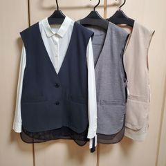 VivaprestobyROBE 今季新商品　ベストジレ　自宅洗濯OK　裏地なし。す涼しげ　メッシュ裾がポイント　サイズ38　フリーサイズ　ポケット2ヵ所　カジュアル　フォーマル