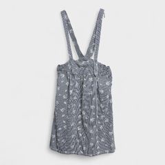 【美品】【ニコアンド】『Nico and....』[花柄サロペット] サスペンダー付ロングスカート ジャンパースカート ネイビー系 紺色 (フリーサイズ) 肩紐調節可 商品D2303 管理A