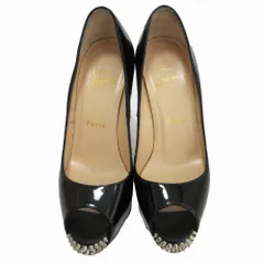 クリスチャンルブタン Christian louboutin オープントゥパンプス ハイヒール シューズ 1160528 エナメルレザー スパイクスタッズ 