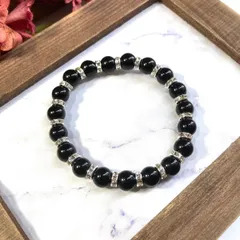モリオン パワーストーン ブレスレット 8mm  (シルバー) 天然石 メンズ・レディース 男性・女性  数珠 黒 ブラック 厄払い  ●