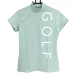 【超美品】デサントゴルフ 半袖ハイネックシャツ ライトグリーン×白 ロゴプリント  レディース L ゴルフウェア 2023年モデル DESCENTE