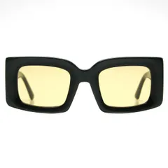 富士山眼鏡　Black Yellow 富士山眼鏡）黒縁 ビッグオーバル サングラス ライトカラー