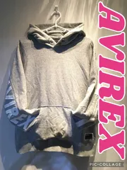 AVIREX ストリート パーカー グレー ビックロゴ 星柄 サイドライン