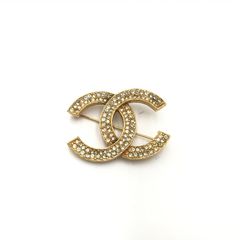 CHANEL シャネル ココマーク ラインストーンブローチ ゴールド 美品