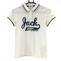 ジャックバニー 半袖ポロシャツ 白×ネイビー ビッグロゴ レディース 1(M) ゴルフウェア Jack Bunny