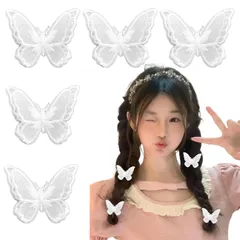 【在庫セール】パーティー レディース 誕生日 子供 髪飾り 発表会 ヘアクリップ 刺繍 結婚式 蝶々 (5個セット) 可愛い ヘアピン 蝶結び ヘアアクセサリー レースヘアクリップ [Doyime]