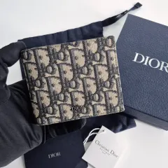100 %本物 Dior(ディオール) オブリーク コンパクト 二つ折り財布 （ 2OBBH027YSE ）