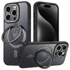 【人気商品】ケース 用 Magsafe対応 アイフォン13プロマックス カバー 360°回転スタンド Max Uovon スマホケース アイホン Pro 13promax 携帯ケース ワイヤレス充電 ストラップ穴付き 13 車載ホルダー 対応 半透明 指紋防止