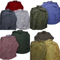 古着卸 まとめ売り チャップス 長袖シャツ 10枚セット (メンズ XL ) マルチストライプ チェック 無地 中古 古着 MY4420
