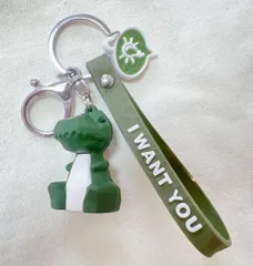 【キーチャーム】恐竜ストラップ　キーホルダー　ダイナソー　レトロ　幾何学的　ジオメトリック