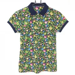 ★特価★【美品】マスターバニー 半袖ポロシャツ 黒×グリーン 花柄  レディース 1(M) ゴルフウェア MASTER BUNNY EDITION