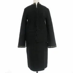 極美品⭐︎LANVIN COLLECTION 黒 シルク混 スカート スーツ 40 LANVIN COLLECTION ブラックシャイニーバイカラーコンビ