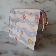 ハンドメイド テントポーチ ポーチ パステルカラー 海の生き物