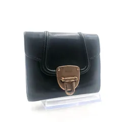 ■良品■稀少デザイン■GUCCI グッチ　ガンチーニ金具　三つ折り財布　レザー　本革　ブラック　ゴールド金具　イタリア製　刻印あり