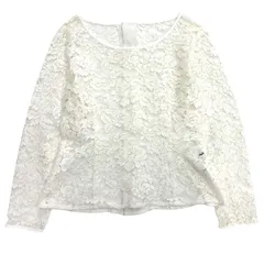 ハロッズ Harrods 総レース シアー カットソー ブラウス バックくるみボタン サテンパイピング 10 白 ホワイト レディースのサムネイル