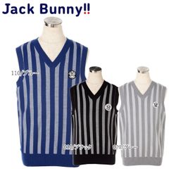 【大特価70%OFF】Jack Bunny!!（ジャックバニー） PYコットン ストライプ柄 Vネック ニットベスト 264-8273927