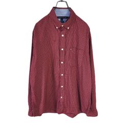 TOMMY HILFIGER トミーヒルフィガー 長袖ボタンダウンシャツ フラッグ刺繍 レッド系 他 チェック メンズ Mサイズ