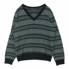 NUMBER(N)INE ナンバーナイン F07-NK017 クークスタグ マルチボーダー Vネック ウール ニット セーター ブラック系 グレー系 4【中古】のサムネイル