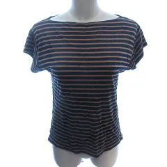 グリーンレーベルリラクシング ユナイテッドアローズ green label relaxing カットソー サブリナネック ボーダー フレンチスリーブ 紺 ネイビー /AU