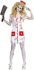 ナース看護婦 ゾンビのコスチューム 血のプリント 血まみれの手 ミニ丈ワンピース ネームプレート ヘッドピース セット商品 コスプレ衣装 ハロウィン レディース 大人 女の子 ドレス セクシー仮装変装 ダンスDreamGirlドリームガール★1