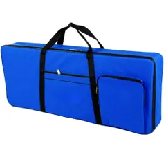 キーボードケース 61鍵 撥水 耐衝撃 600D ショルダー 背負える 2way クッション厚み 1cm 背負える (青/Blue)