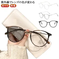 メガネ 度付き ブルーライトカット レディース ボストンフレーム 丸メガネ 近視 軽量 UVカット サングラス M250416-12