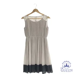 ☆美品☆ INDIVI インディヴィ ワンピース キレイめ 可愛い ひざ丈 ノースリーブ レディース ホワイトグレー 38 日本製 901-9504 送料無料 古着