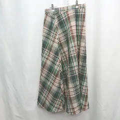 ◇ ⊂ クチュールブローチ チェック柄 ロング フレア スカート サイズ38 レッド系 レディース E  【1505220004689】