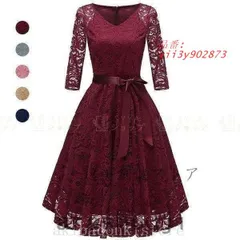 パーティードレス結婚式40代20代ロング丈袖あり長袖韓国風大きいサイズフォーマルドレスレースワンピースお呼ばれ二次会披露宴謝恩会上品着痩せ   vii3y902873